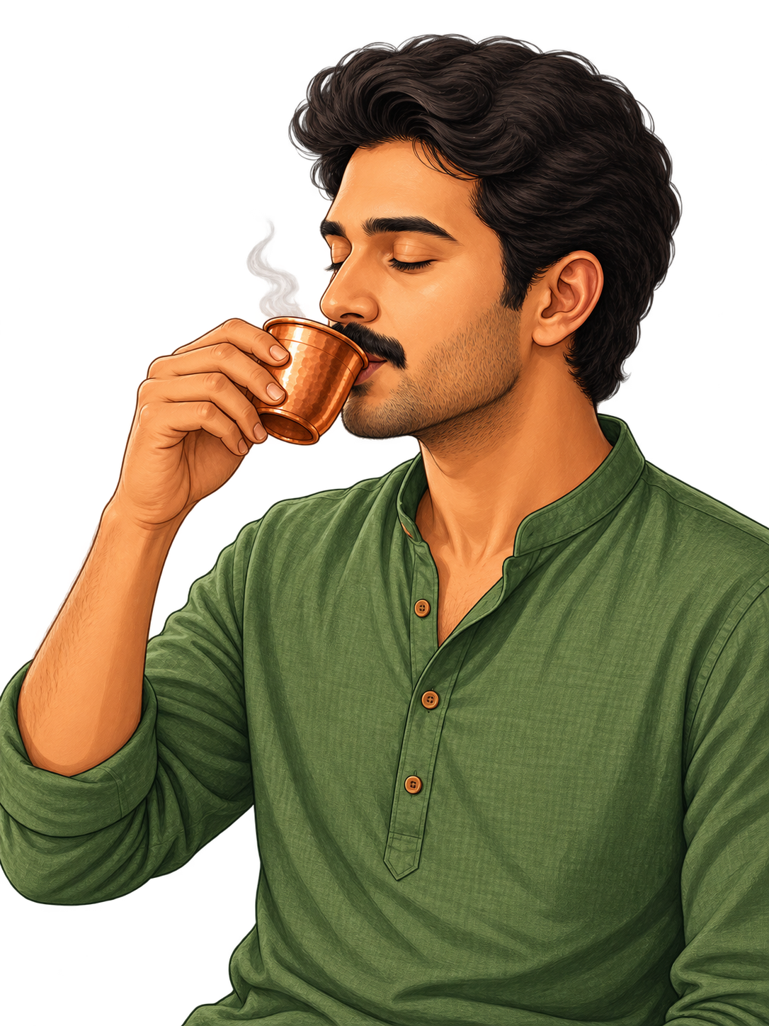 Enjoying the prepared Dahasamani drink